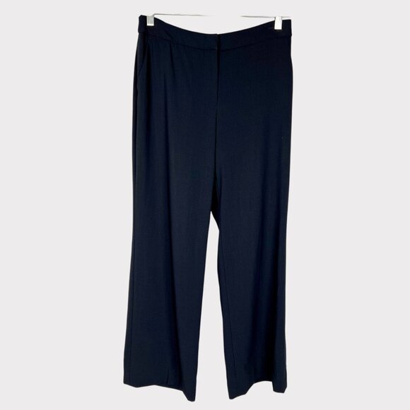 Armani Collezioni Womens Black Wool Trouser Pants Straight Leg Flat Front size 8 - Picture 1 of 10